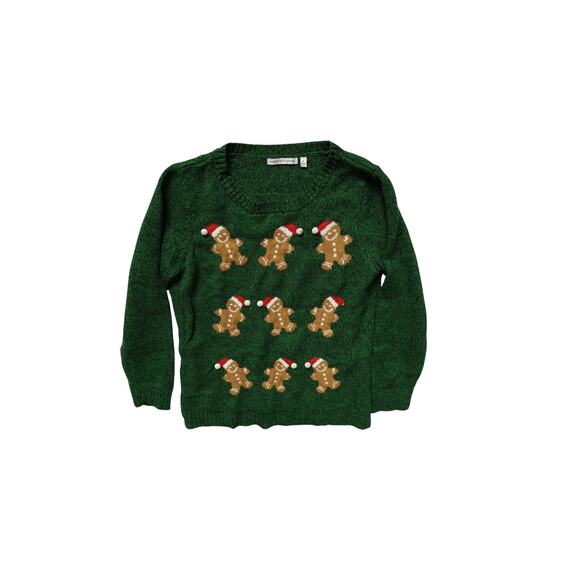 Notations Gingerbread Men Christmas Sweater Green Holiday Ugly Xmas Knit Small - Picture 1 of 4